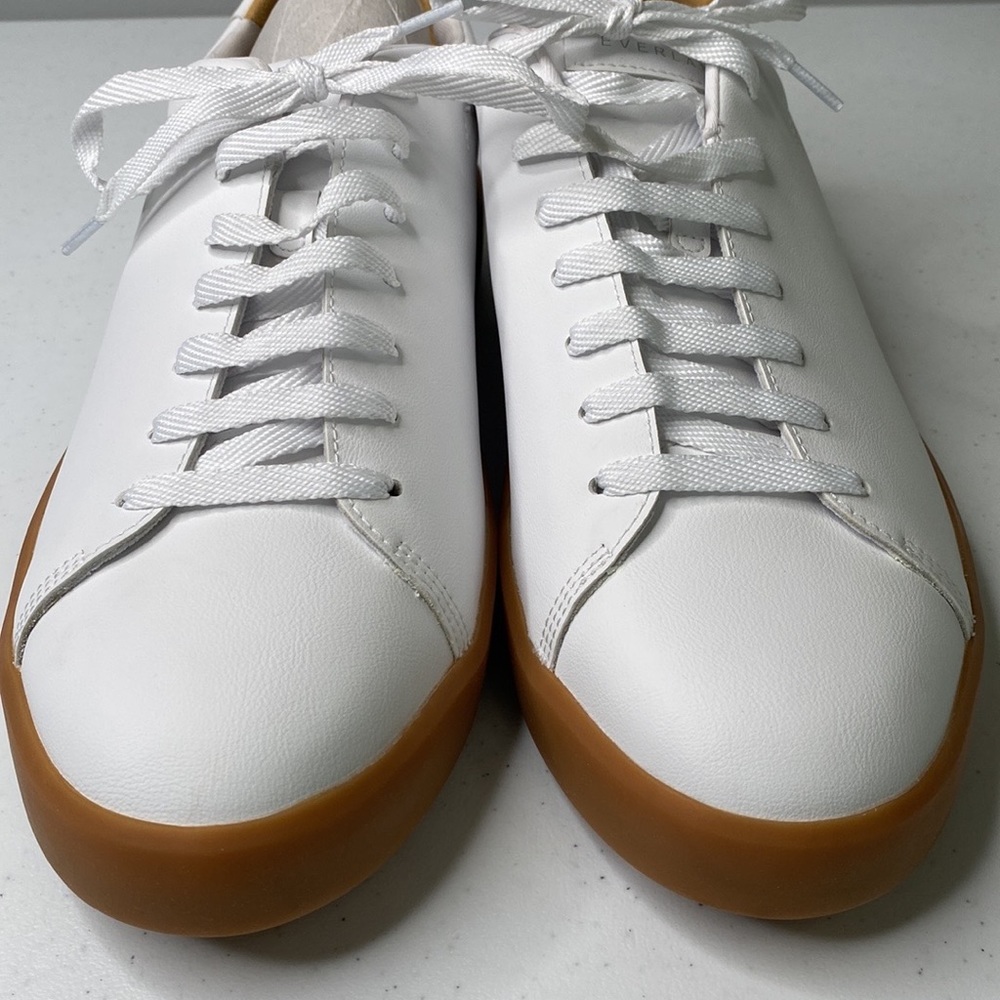 Everlane The ReLeather Tennis Shoe Gum Sole Lace Up Sneakers Leather Retro - Picture 12 of 14